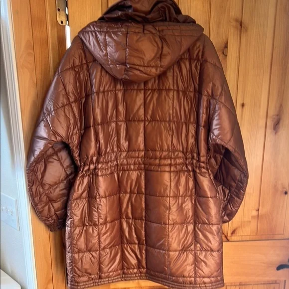 Free People Warm Brown Hooded Puffer Coat - Picture 3 of 3